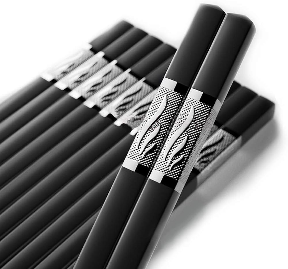Black chop sticks Fiber 1 Pair (silver)