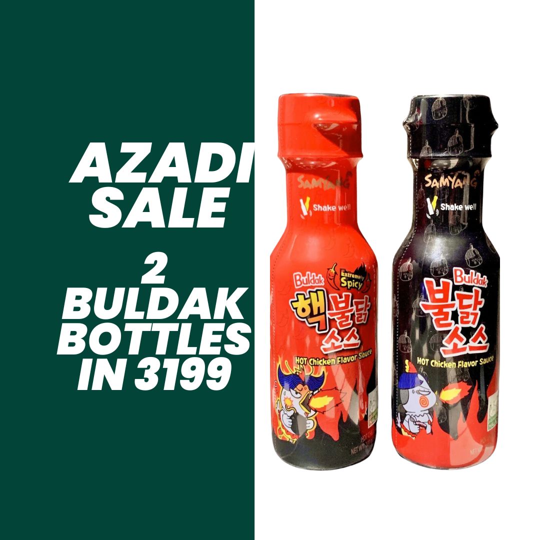 Samyang Buldak Azadi Sale 2 Sauce Bottles (1 Black & 1-2x Spicy)