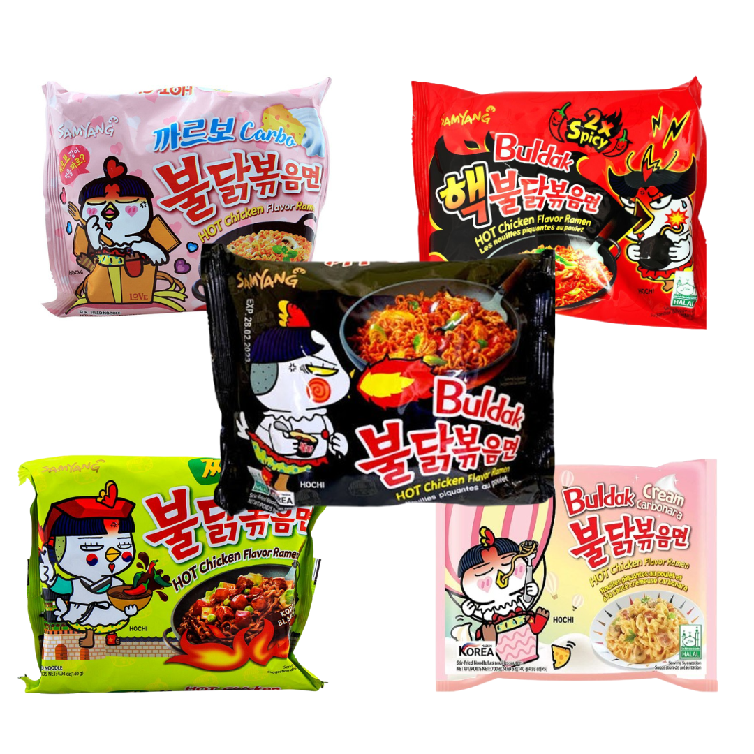 Pack of 5 Deal (1 Hot Chicken , 1 carbo, 1 jajjang, 1 creamy, 1 2x Spicy)