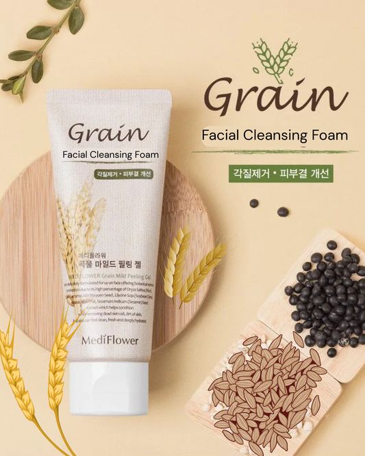 MEDIFLOWER Grain Facial Cleansing Foam  Korean Cleansing Foam 150 ml  100% Korean product