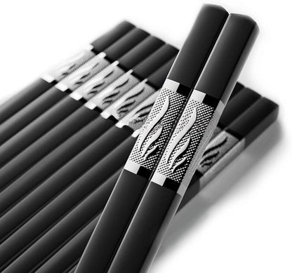 Black chop sticks Fiber 1 Pair (silver)
