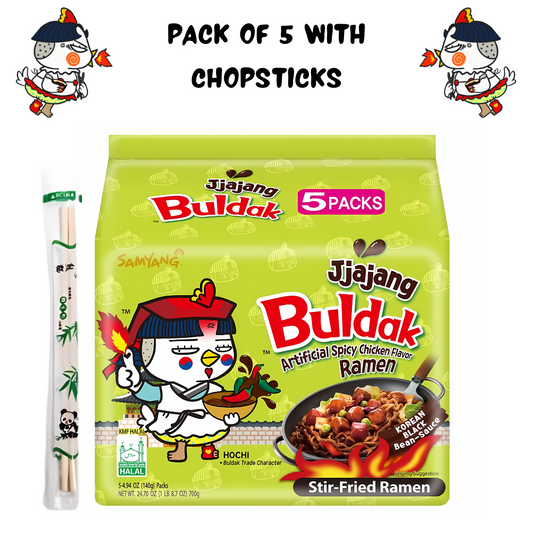Samyang Jajang Flavour Family Pack 700 gm with a pair of chopsticks