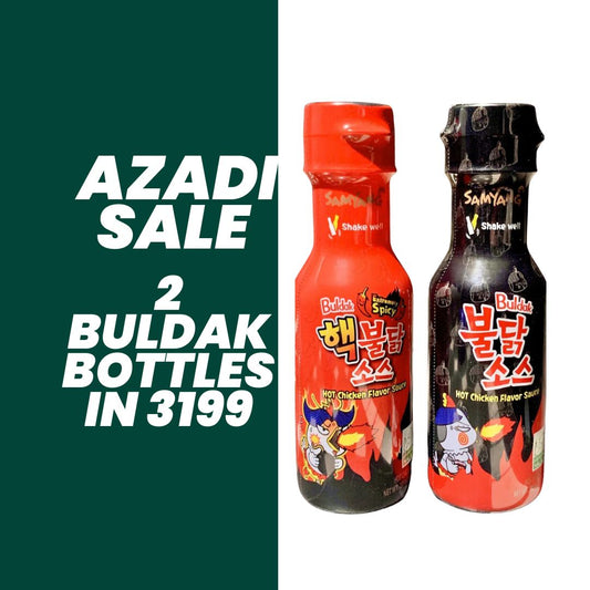 Samyang Buldak Azadi Sale 2 Sauce Bottles (1 Black & 1-2x Spicy)