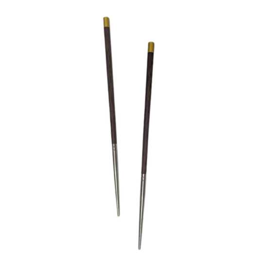 Wooden chopstick half steel one pair